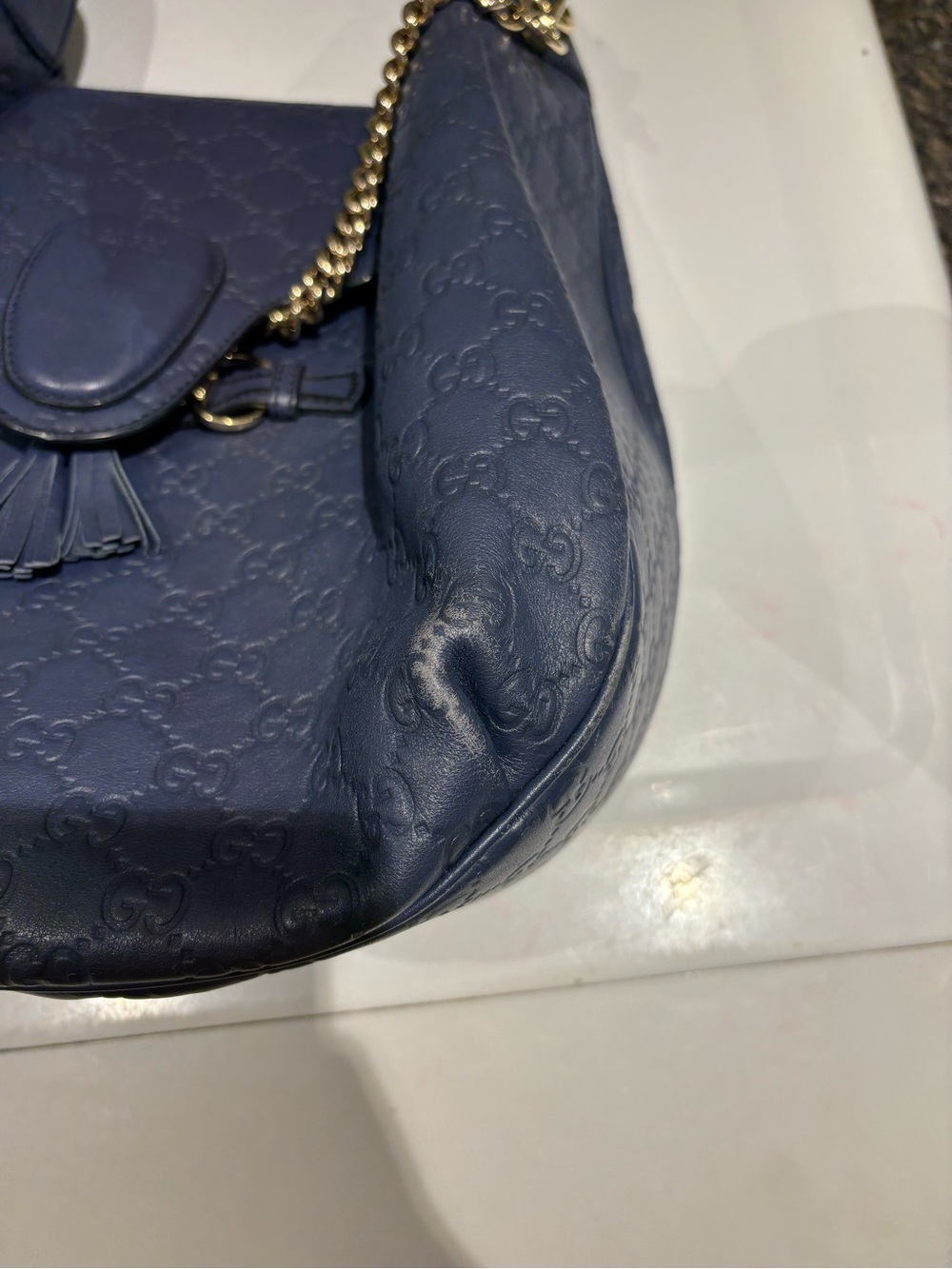 Gucci Blue Guccissima Leather Medium Emily Hobo Bag - Picture 13 of 13